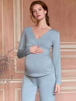 Seraphine Sage Green Maternity & Nursing Super Soft Bamboo Jersey Pyjamas 2 Piece Set^Women Pyjamas|All Night & Lounge