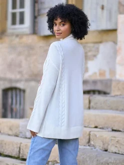 Clearance Seraphine White Ivory Premium 100% Merino Wool Maternity & Nursing Longline Jumper