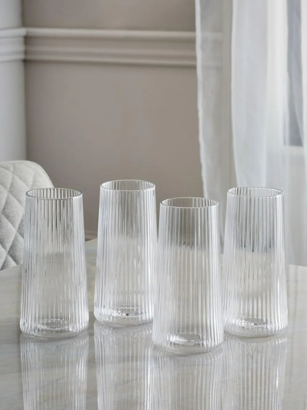 Outlet Next Set of 4 Clear Hollis Angular Set of 4 Tall Tumbler Glasses