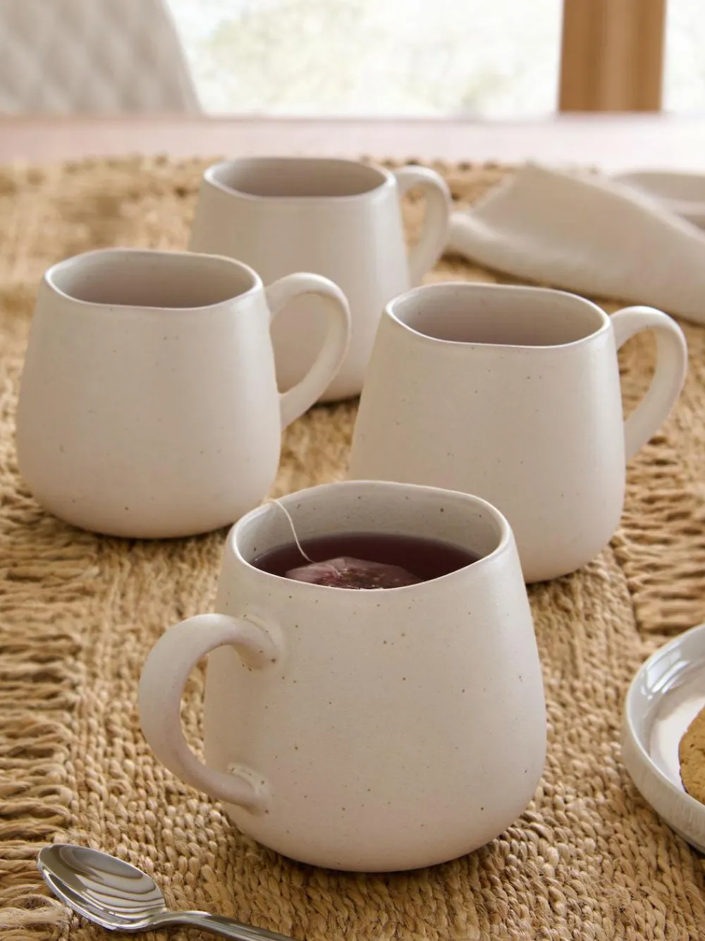 Next Set of 4 Natural Lana Mugs^ Mugs & Cups