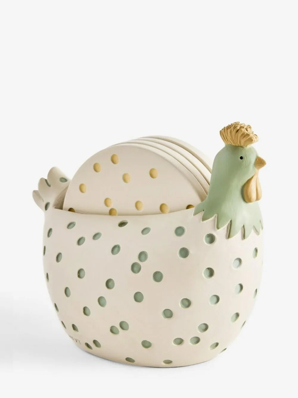 Best Next Set of 4 Sage Green Spot Chicken Coasters