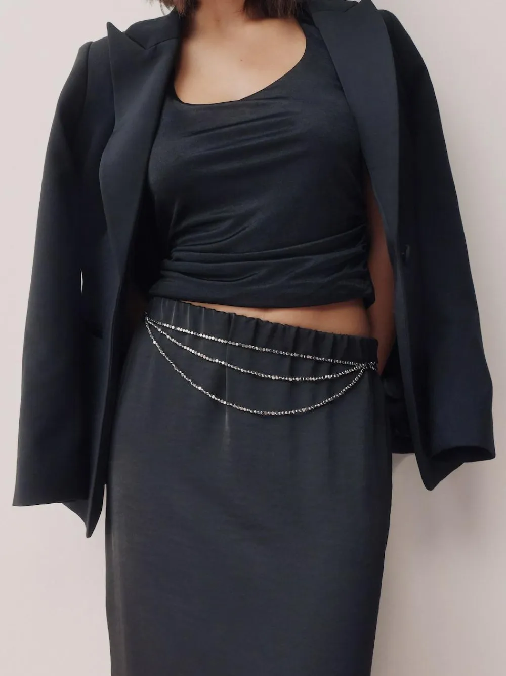 Next Metallic Skinny Tiered Beaded Belt^Women Belts