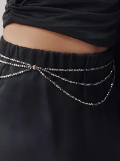 Next Metallic Skinny Tiered Beaded Belt^Women Belts