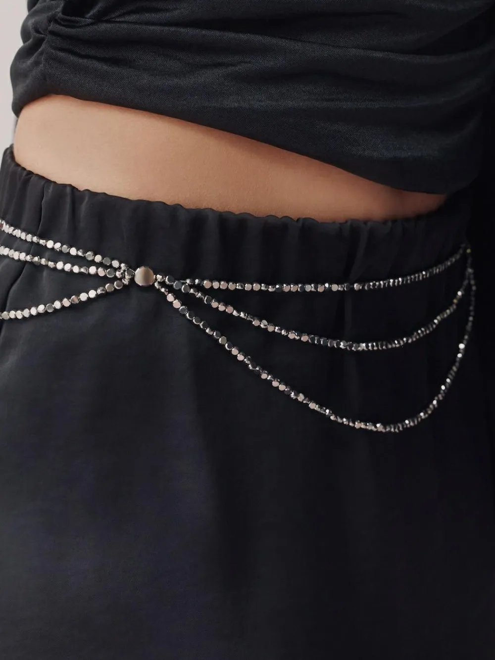Next Metallic Skinny Tiered Beaded Belt^Women Belts
