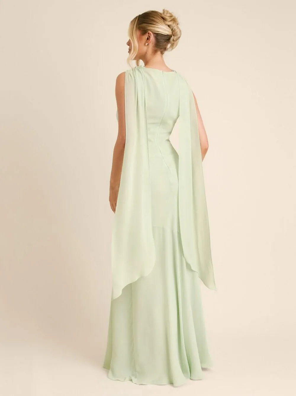 Six Stories Green High Cowl Neck Drape Crepe Bridesmaid Dress^Women Maxi Dresses|Occasion Dresses