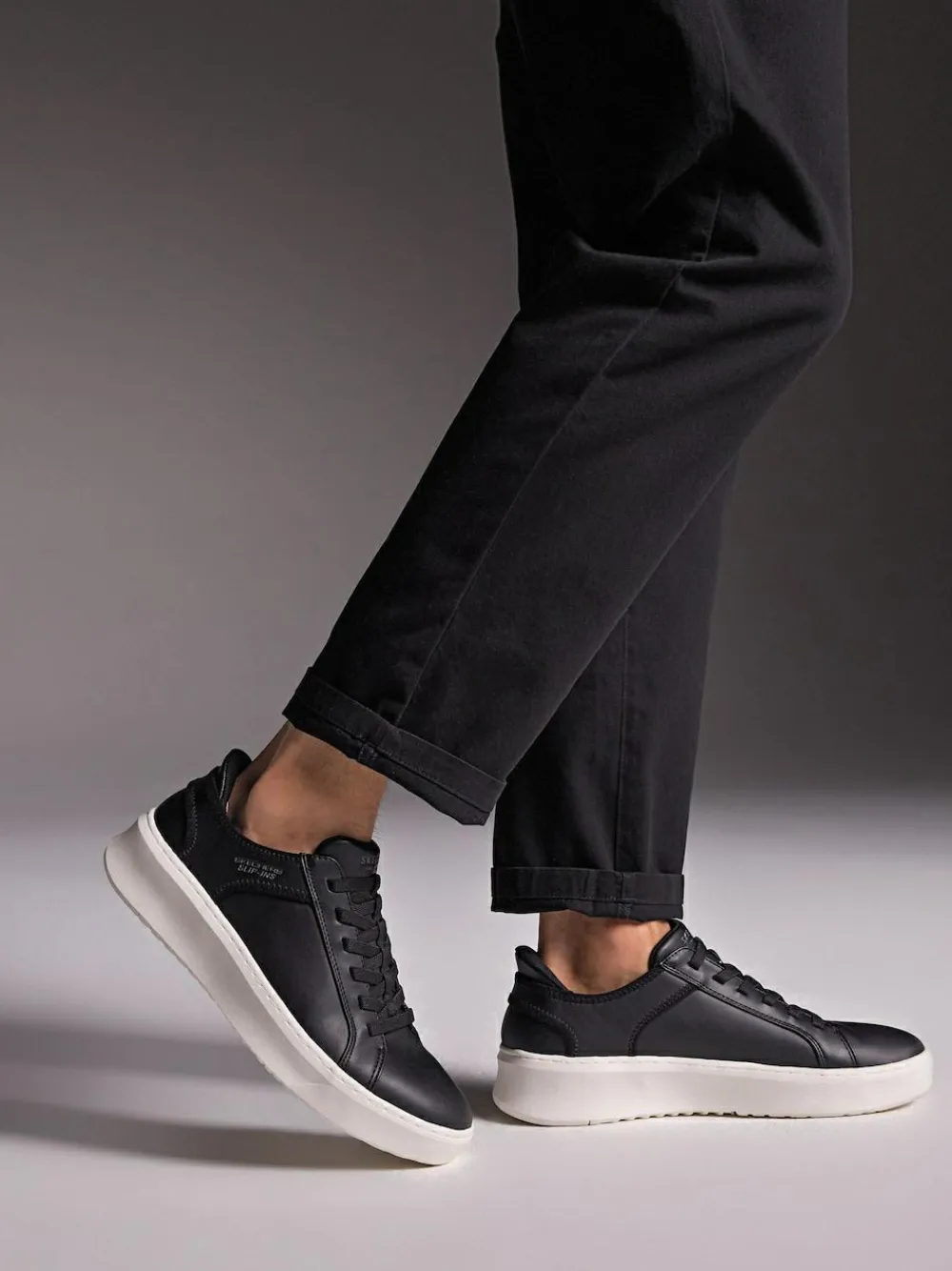 Discount Skechers Court Break Double Vented Slip In Trainers Black