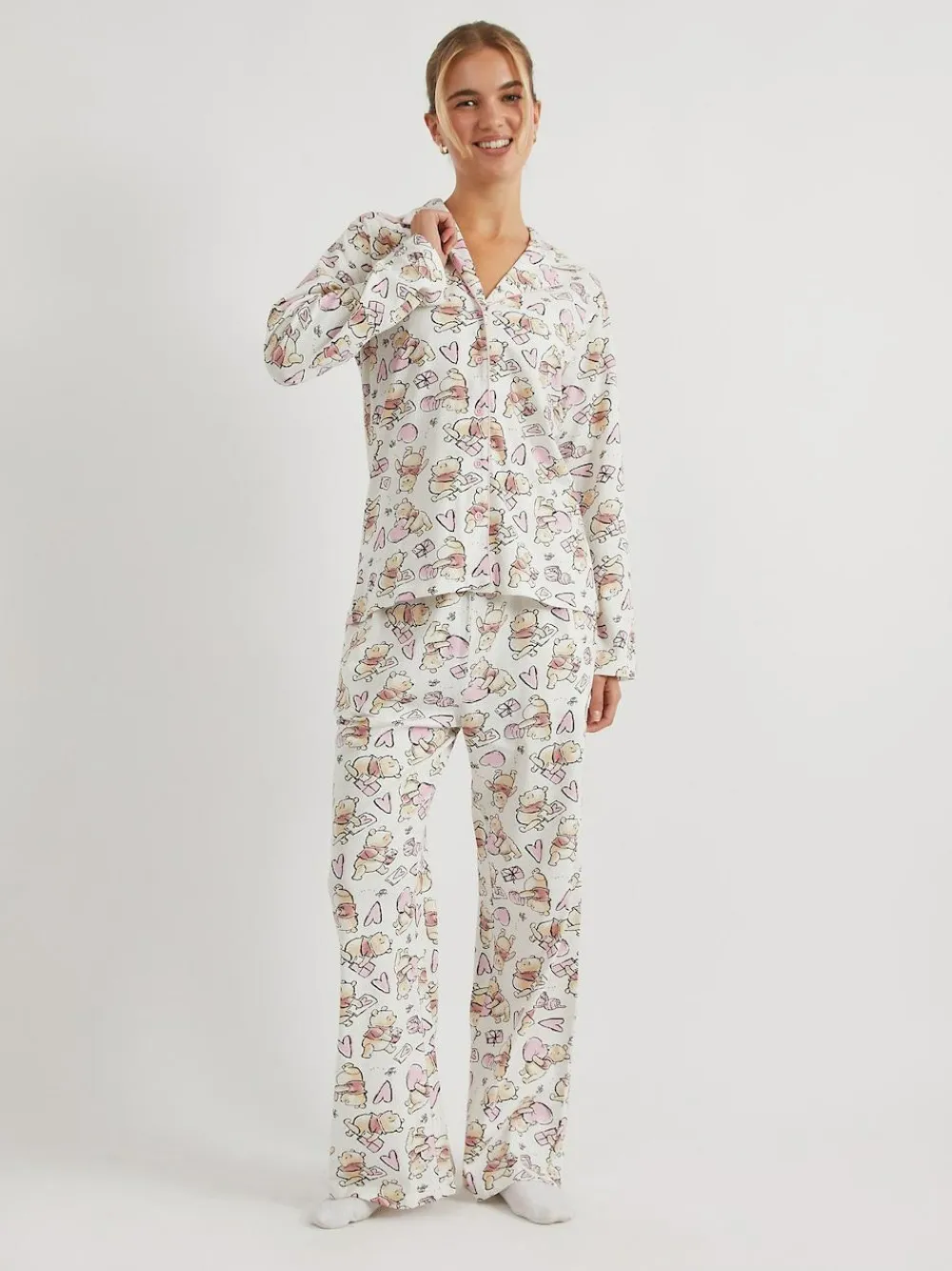Skinnydip Cream Disney Winnie The Pooh Love Pyjamas Set^Women Pyjamas|All Night & Lounge