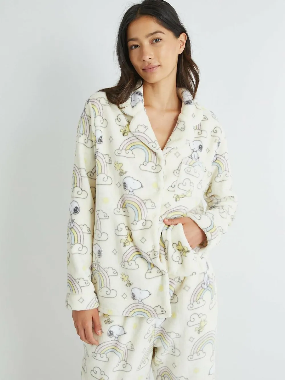 Best Skinnydip White Peanuts x Snoopy Rainbow Fleece Pyjamas Set