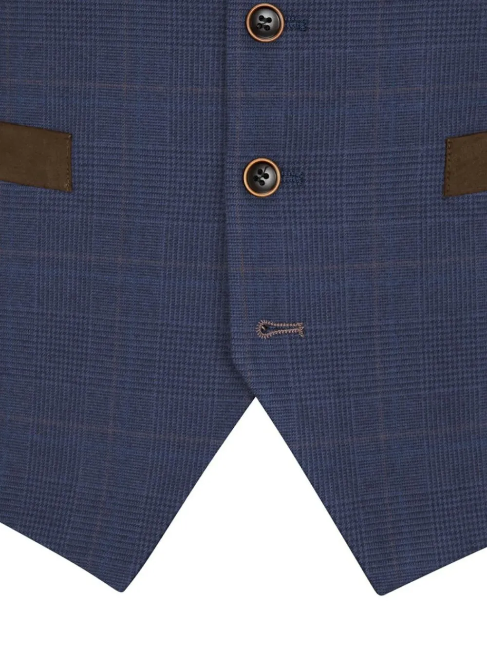 Skopes Blue Guildford Suit Soft Touch Check Waistcoat