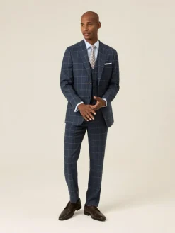 Discount Skopes Blue Meredith Suit Waistcoat Windowpane Check