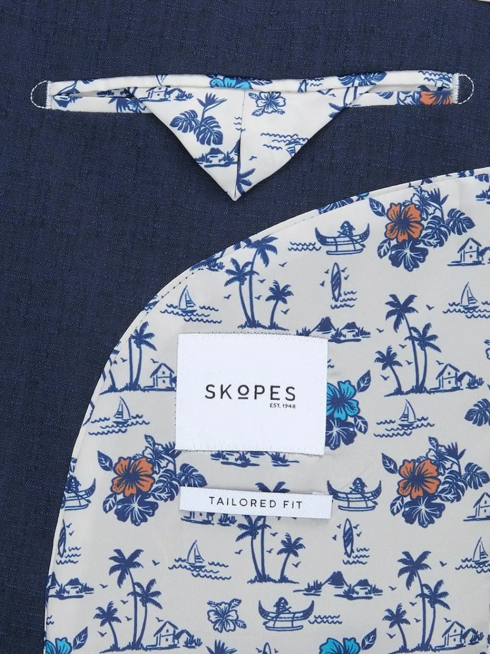 Clearance Skopes Tailored Fit Caspian Stretch Look Suit Jacket Blue