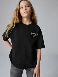 Discount smALLSAINTS Black Oversized Underground Crew Neck Cotton T-Shirt