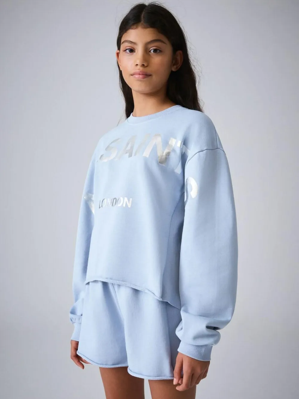 Best smALLSAINTS Blue Biggy Sweatshirt and Sweat Shorts Set
