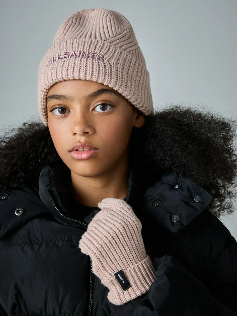 Hot smALLSAINTS Pink Underground Logo Beanie and Gloves Set