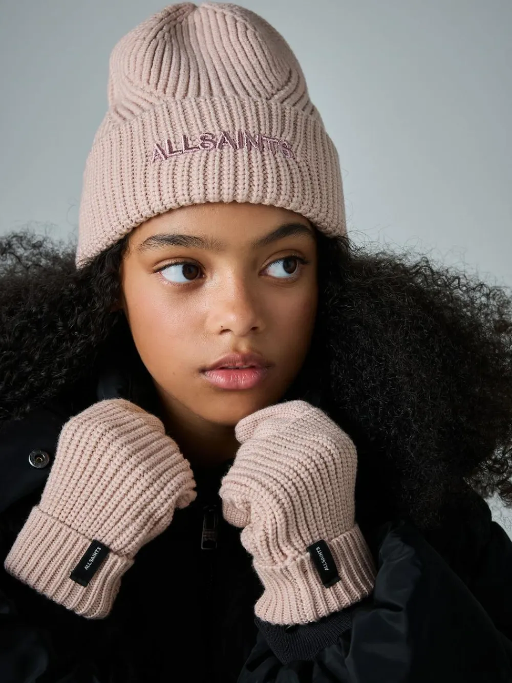Hot smALLSAINTS Pink Underground Logo Beanie and Gloves Set