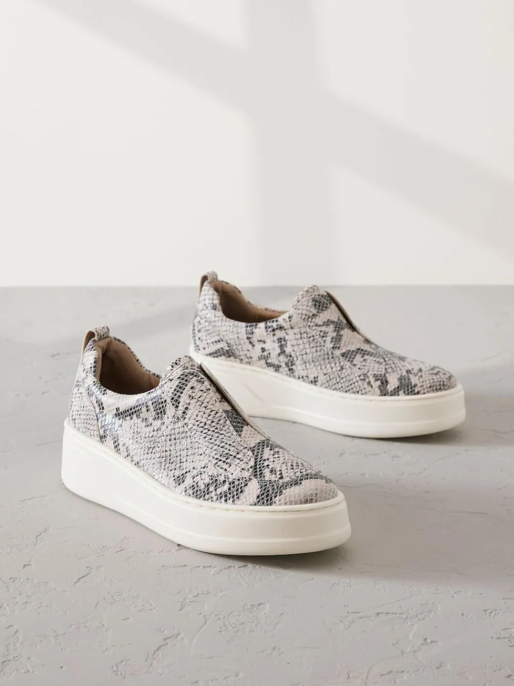 Next Slip On Signature Leather Chunky Wedge Platform Trainers^Women Sneakers