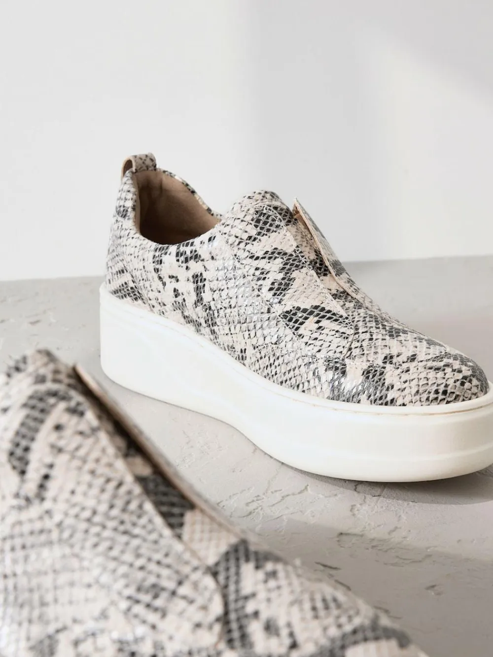 Next Slip On Signature Leather Chunky Wedge Platform Trainers^Women Sneakers