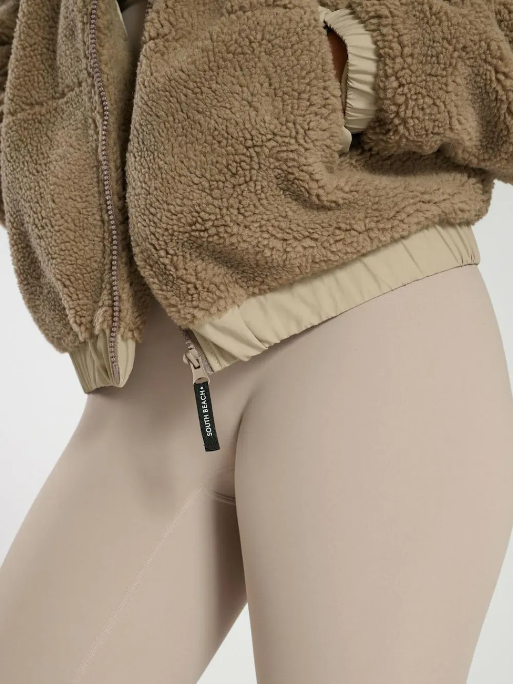 Best South Beach Borg Zip-Up Padded Jacket Brown