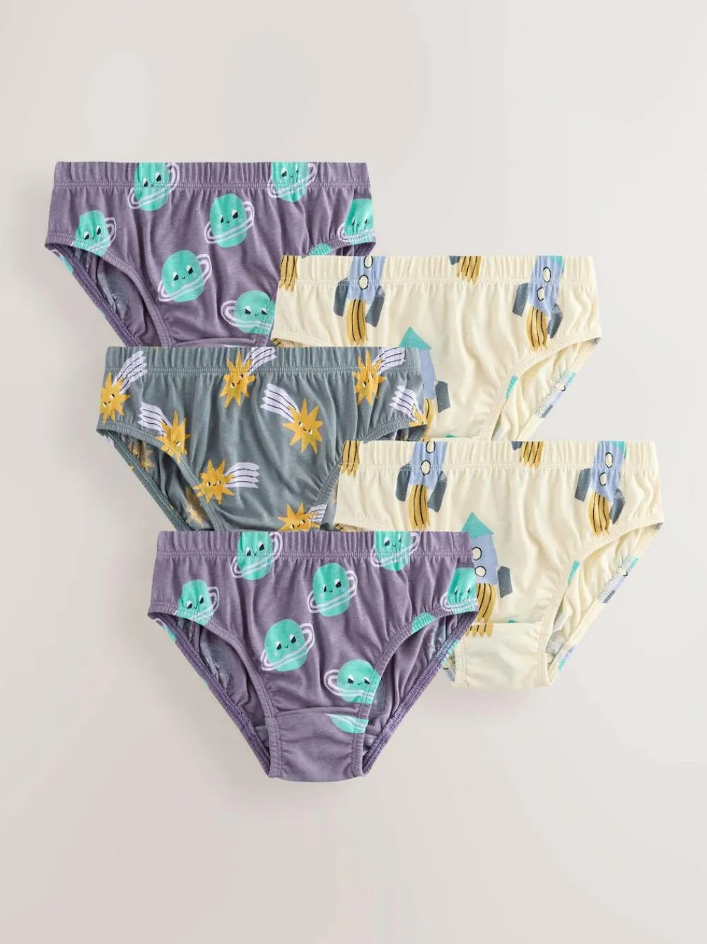 New Next 100% Cotton Printed Briefs 5 Pack (1.5-10yrs) Space Print