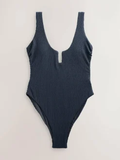 Discount Next Scoop Trim Tummy Control Swimsuit Steel Blue Crinkle