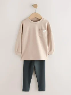 Outlet Next Long Sleeve Top and Leggings Set (3mths-7yrs) Stone