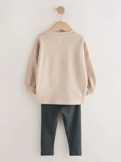 Outlet Next Long Sleeve Top and Leggings Set (3mths-7yrs) Stone