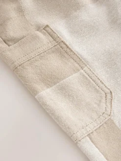 Next Stone Patchwork Wide Leg Pull On Cargo 100% Cotton Jeans (3mths-7yrs)^BOY Jeans & Joggers|Jeans