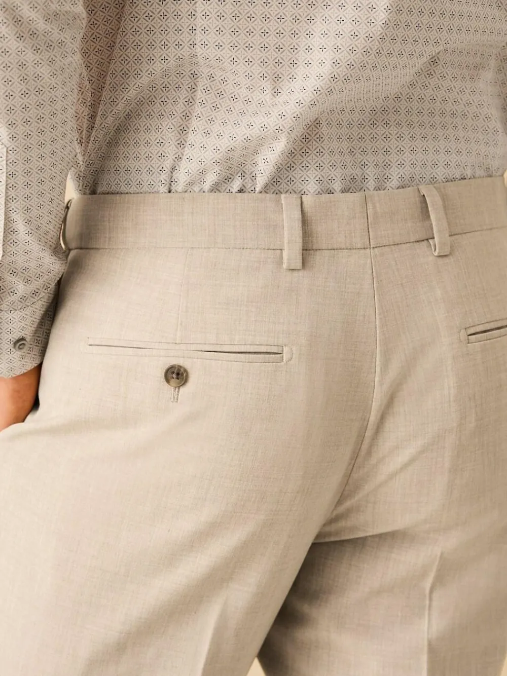 New Next Slim Fit Motionflex Stretch Suit Trousers Stone