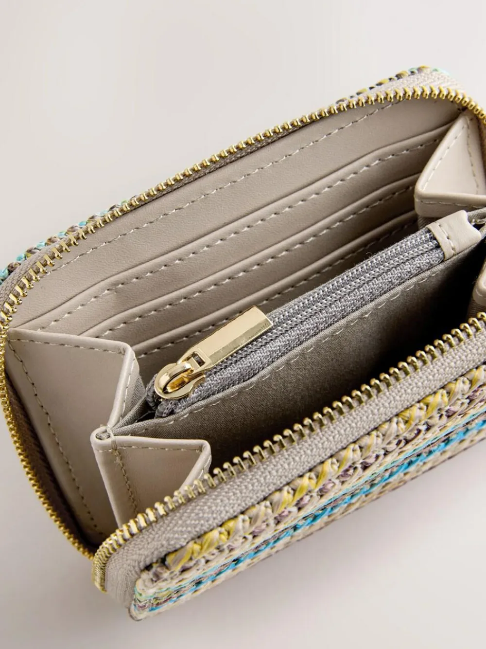 Next Stripe Raffia Effect Purse^Women Purses