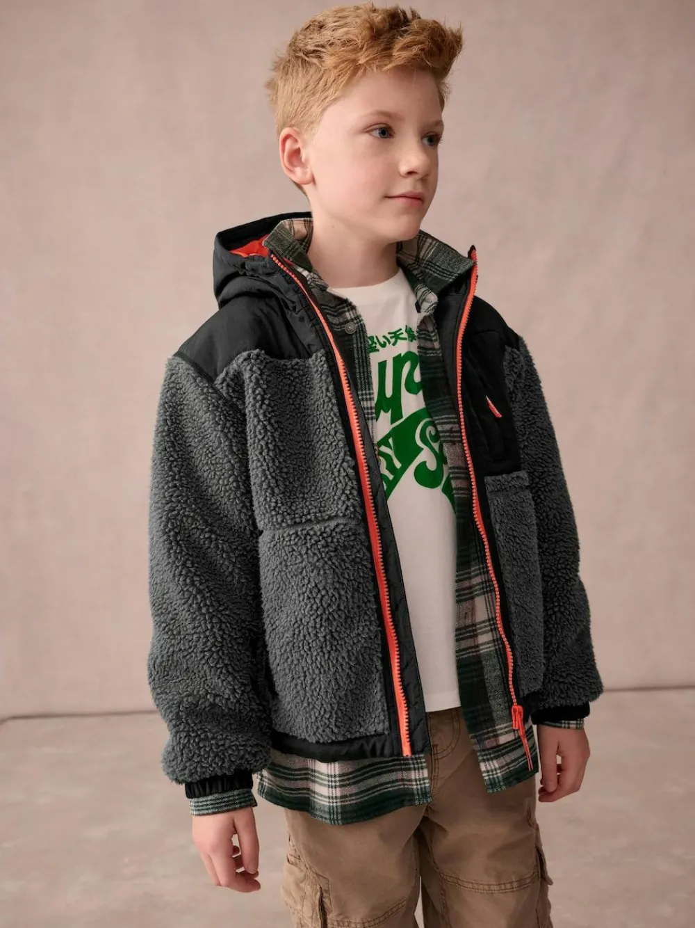 Superdry Black Borg Zip Through Jacket^BOY Coats, Jackets & Pramsuits|Coats, Jackets & Pramsuits