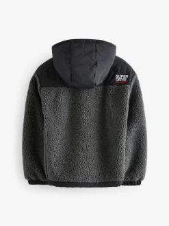 Superdry Black Borg Zip Through Jacket^BOY Coats, Jackets & Pramsuits|Coats, Jackets & Pramsuits