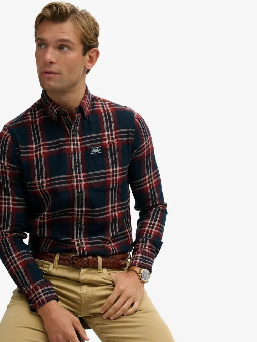 Hot Superdry Blue Long Sleeve Cotton Lumberjack Shirt