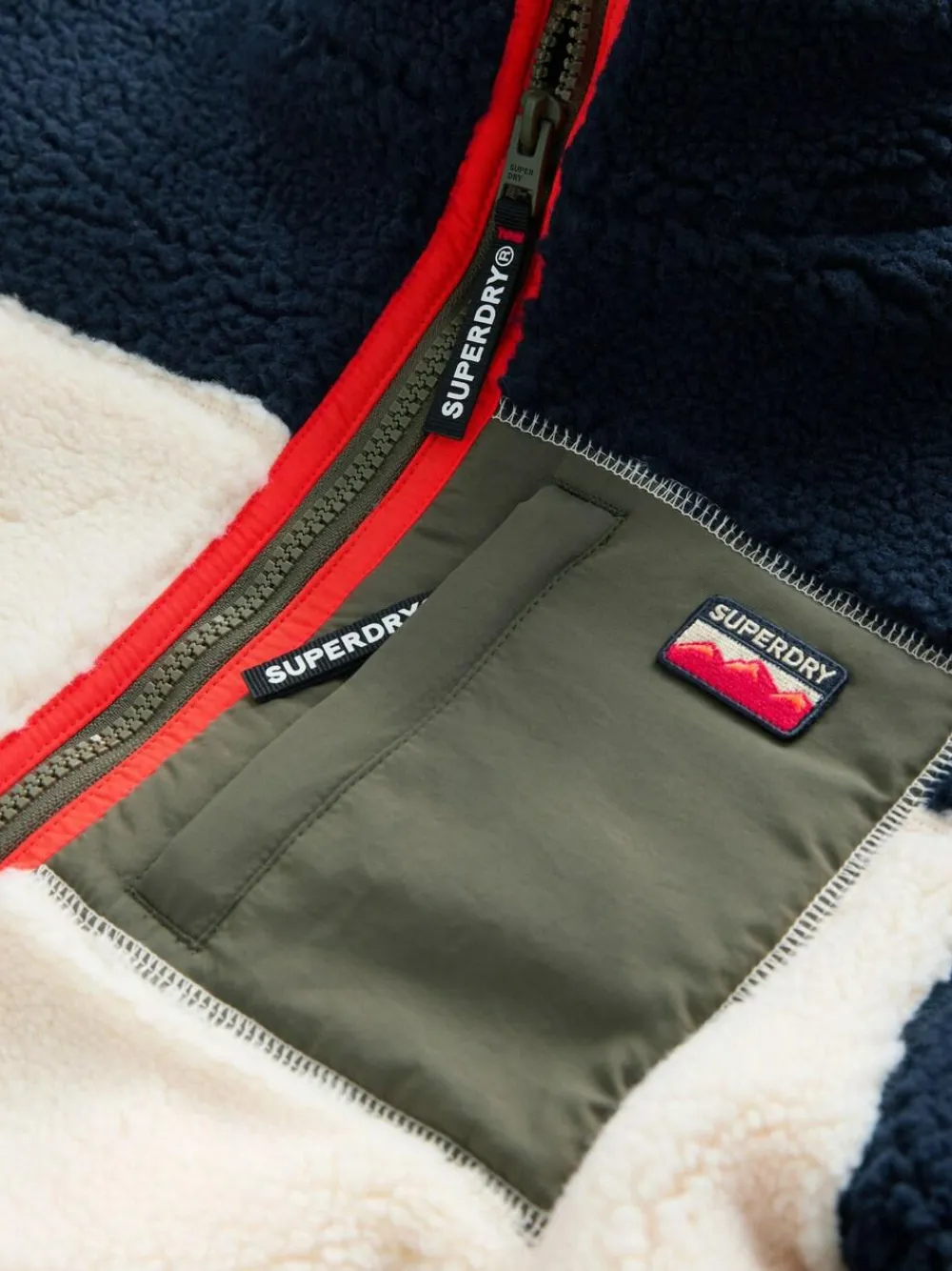 Clearance Superdry Navy Borg Zip Through Jacket