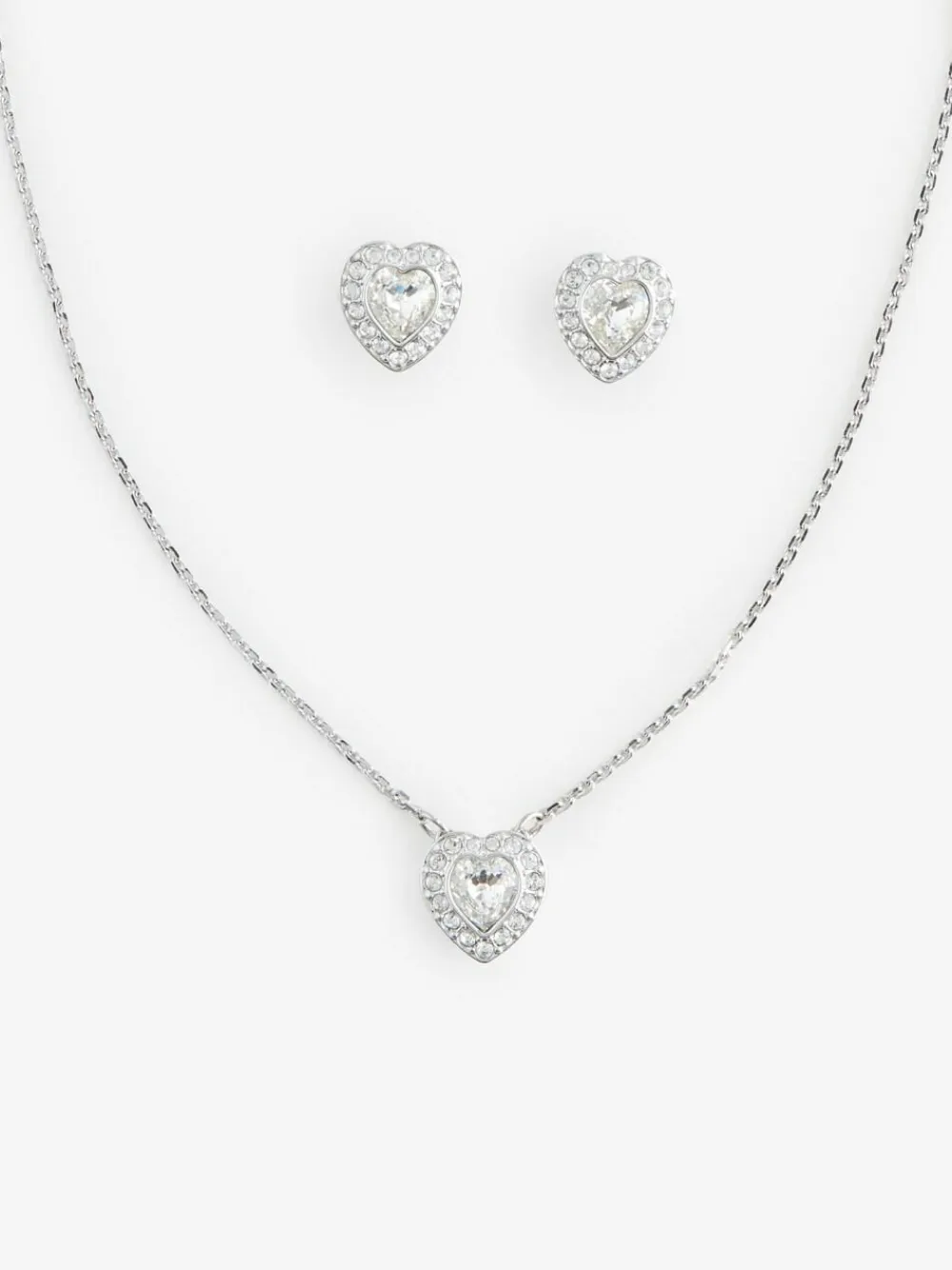 Swarovski White Ariana Grande Mixed Cuts Heart Rhodium Plated Jewellery Set^Women Jewellery
