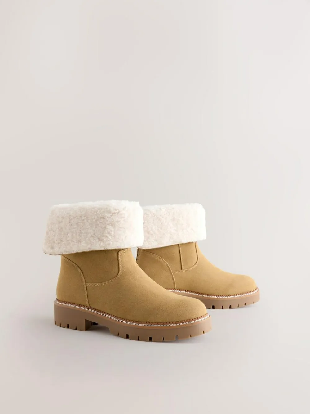 Next Forever Comfort® Faux Fur Cuff Ankle Boots Tan Brown