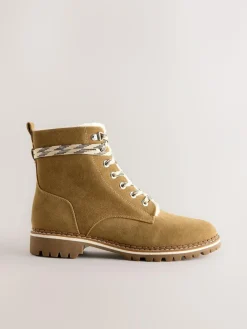 Discount Next Tan Brown Forever Comfort® Faux Fur Lined Lace-Up Boots