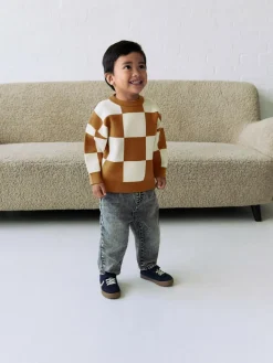 Sale Next Tan Brown Knitted Crew Neck Jumper (3mths-7yrs)