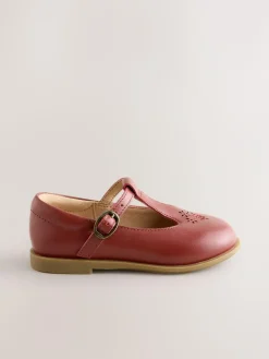 Online Next Leather T-Bar Shoes Tan Brown