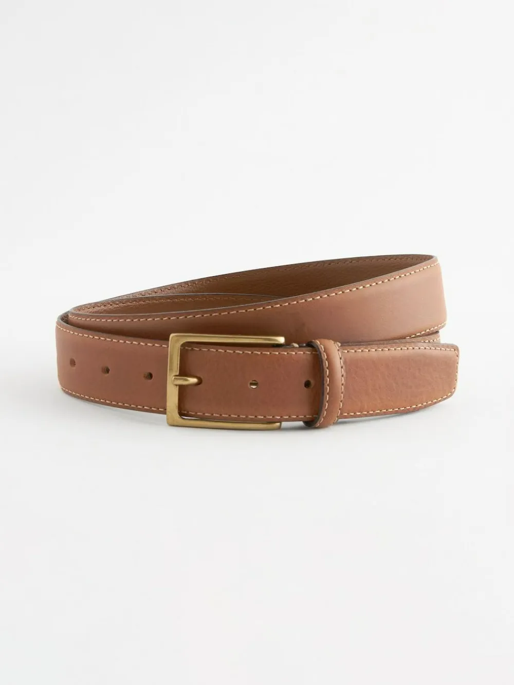 Next Tan Brown Signature Contrast Stitch Leather Belt^ Belts & Braces