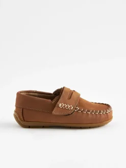 Next Standard Fit (F) Leather Penny Loafers with Touch and Close Fastening^BOY Occasionwear|Shoes