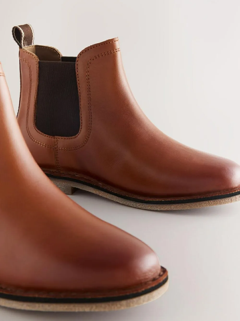 Next Tan Brown Standard Fit (F) Leather Chelsea Boots^BOY Boots|Boots