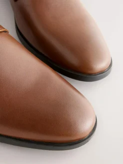 Outlet Next Standard Fit Leather Plain Derby Shoes Tan Brown