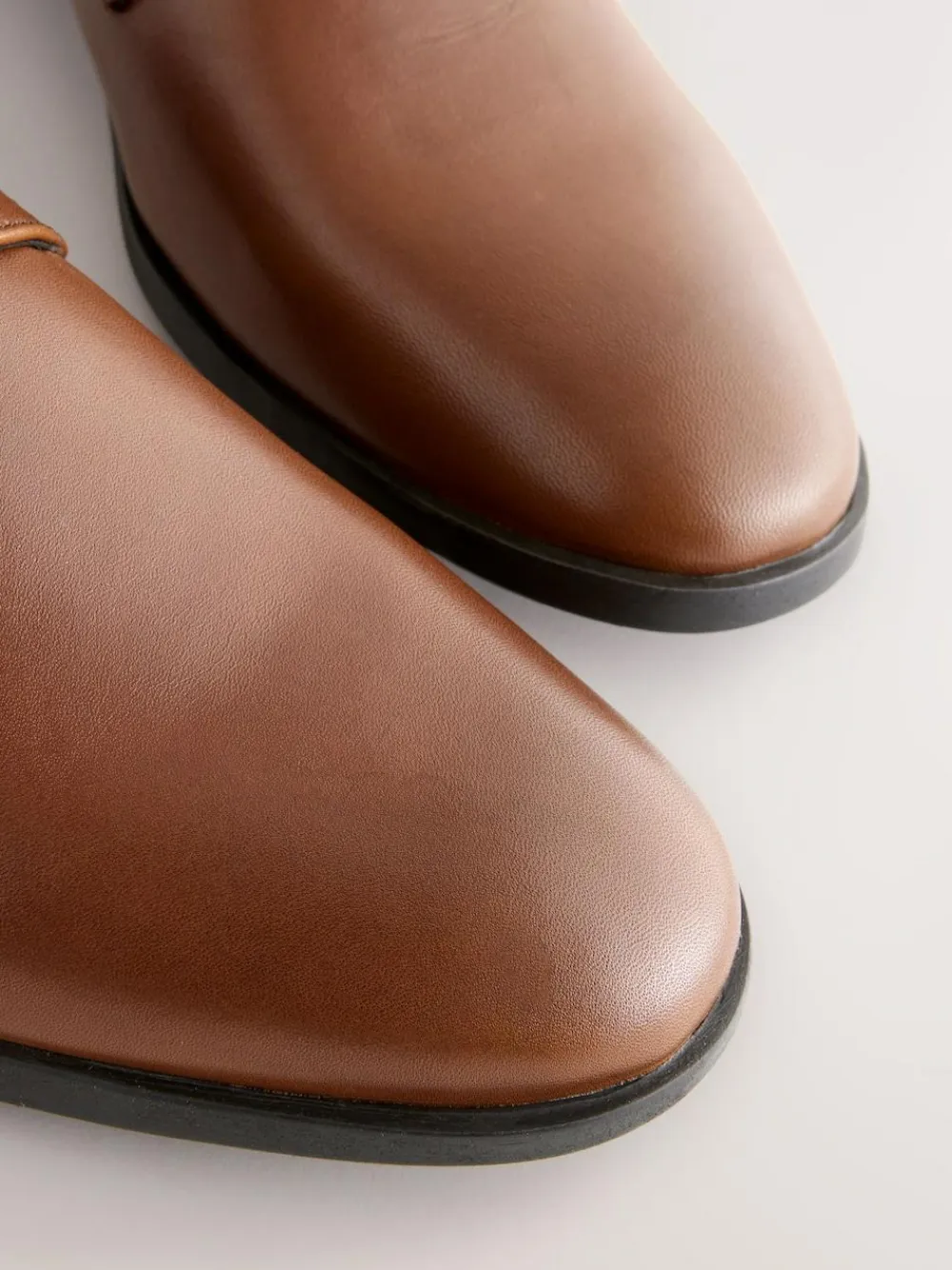 Outlet Next Standard Fit Leather Plain Derby Shoes Tan Brown