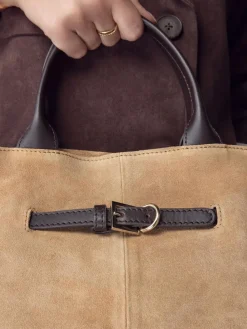 Next Tan Brown Suede Belted Hand Held Bag^Women Bags