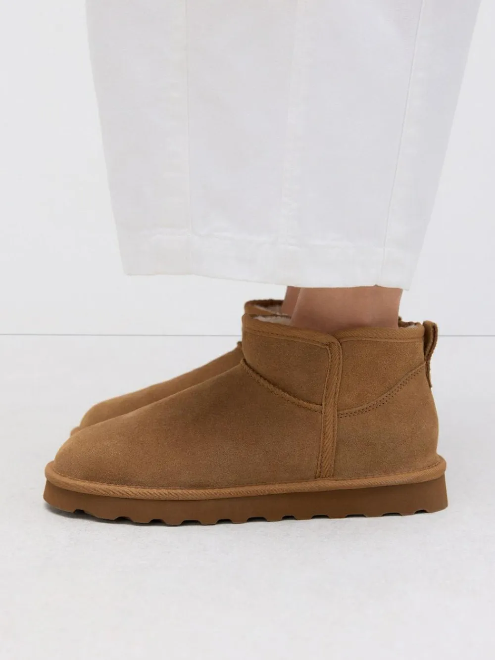 Outlet Next Extra Wide Fit Water Repellent Faux Fur Ankle Boots Tan Brown Suede