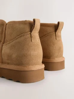 Outlet Next Extra Wide Fit Water Repellent Faux Fur Ankle Boots Tan Brown Suede