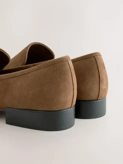 New Next Suede Round Toe Clean Loafers Tan Brown
