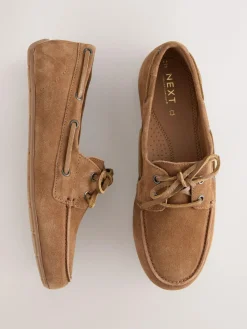 Next Standard Fit Leather Round Toe Boat Shoes^Women Flats|Wide Fit & Extra Wide Fit
