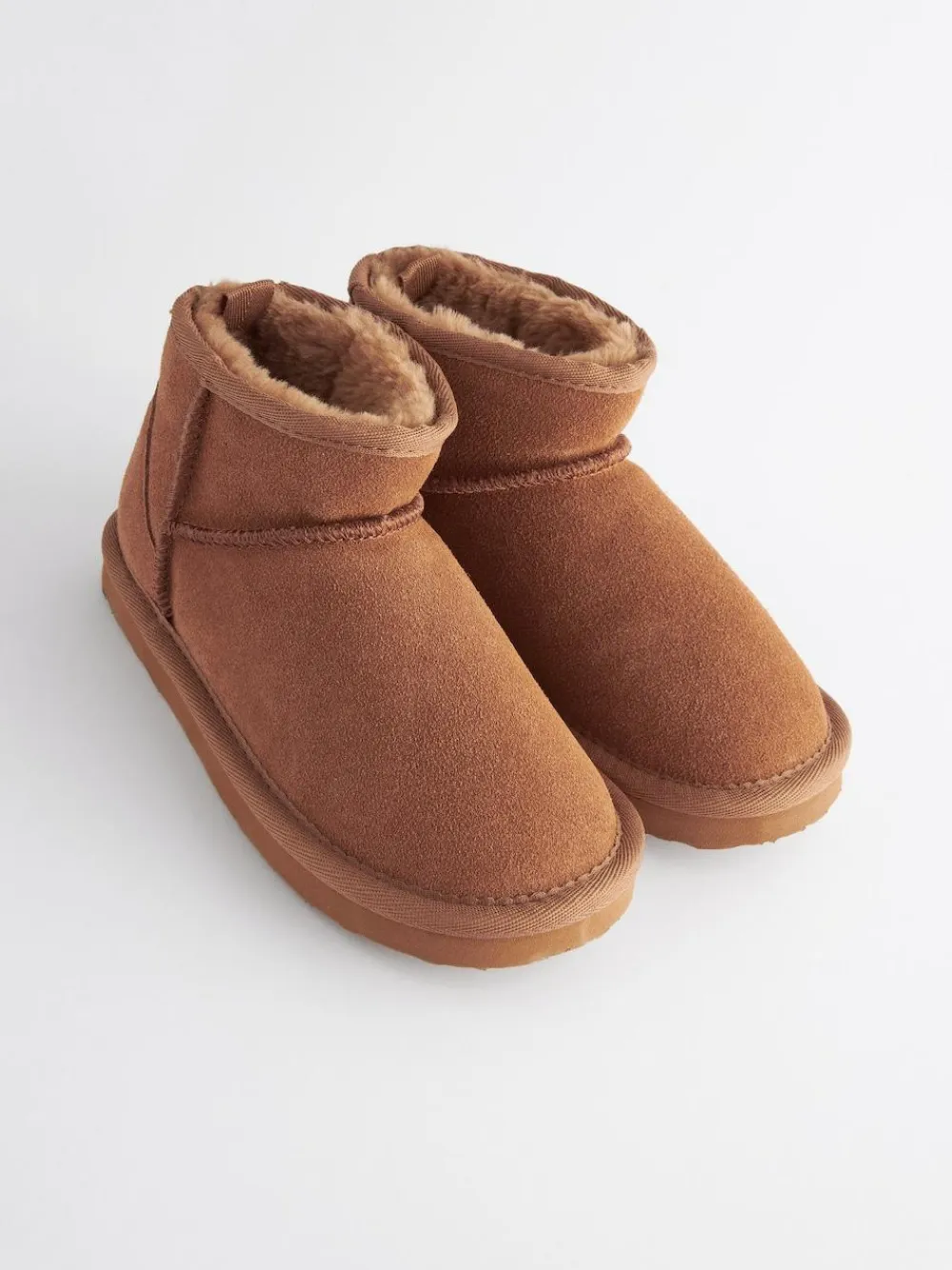 New Next Suede Warm Lined Ankle Slipper Boots Tan Brown