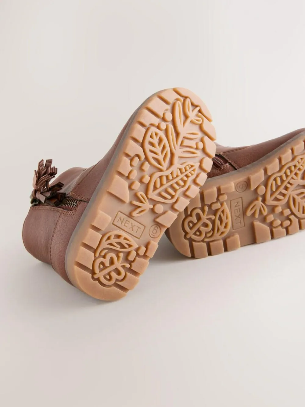 Next Tan Brown Wide Fit (G) Chelsea Zip Tassel Ankle Boots^ Baby Boots|Boots